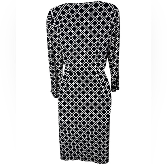 White House Black Market Lattice Pattern Faux Wrap Knit Dress Ladies 8 - Picture 4 of 13